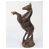 Carved Hardwood Rearing Horse Carving
