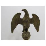Nicely Detailed Vintage Solid Brass American Eagle Flagpole Topper on Wood Display Stand