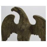 Nicely Detailed Vintage Solid Brass American Eagle Flagpole Topper on Wood Display Stand