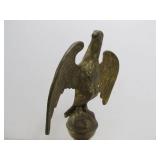 Nicely Detailed Vintage Solid Brass American Eagle Flagpole Topper on Wood Display Stand