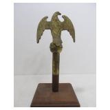 Nicely Detailed Vintage Solid Brass American Eagle Flagpole Topper on Wood Display Stand