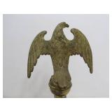 Nicely Detailed Vintage Solid Brass American Eagle Flagpole Topper on Wood Display Stand