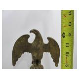 Nicely Detailed Vintage Solid Brass American Eagle Flagpole Topper on Wood Display Stand