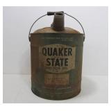 Old Vintage QUAKER STATE Wood Handle 5 Gallon Motor Oil Can