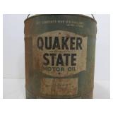 Old Vintage QUAKER STATE Wood Handle 5 Gallon Motor Oil Can