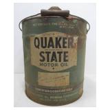 Old Vintage QUAKER STATE Wood Handle 5 Gallon Motor Oil Can