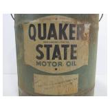 Old Vintage QUAKER STATE Wood Handle 5 Gallon Motor Oil Can