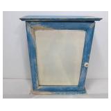 Old Vintage Blue Painted Farmhouse Bathroom Medicine Cabinet w/Mirror