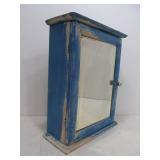 Old Vintage Blue Painted Farmhouse Bathroom Medicine Cabinet w/Mirror