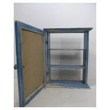 Old Vintage Blue Painted Farmhouse Bathroom Medicine Cabinet w/Mirror