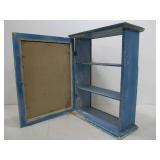 Old Vintage Blue Painted Farmhouse Bathroom Medicine Cabinet w/Mirror
