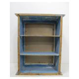 Old Vintage Blue Painted Farmhouse Bathroom Medicine Cabinet w/Mirror