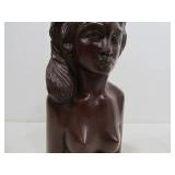 2 Excellent Hand Carved Wood Vintage Balinese Bust Sculptures