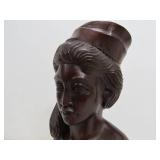 2 Excellent Hand Carved Wood Vintage Balinese Bust Sculptures