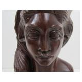 2 Excellent Hand Carved Wood Vintage Balinese Bust Sculptures