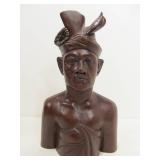 2 Excellent Hand Carved Wood Vintage Balinese Bust Sculptures