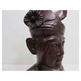 2 Excellent Hand Carved Wood Vintage Balinese Bust Sculptures