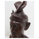 2 Excellent Hand Carved Wood Vintage Balinese Bust Sculptures