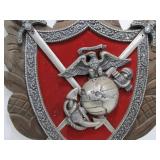 Large Vintage US MARINES Metal Wall Plaque