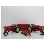 2 Vintage Diecast International Tractors w/Trailers