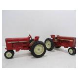2 Vintage Diecast International Tractors w/Trailers