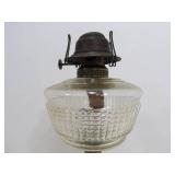 Early Antique Oil Lamp w/Thick Solid Hand Painted Glass