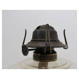 Early Antique Oil Lamp w/Thick Solid Hand Painted Glass