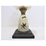 Early Antique Oil Lamp w/Thick Solid Hand Painted Glass