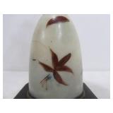 Early Antique Oil Lamp w/Thick Solid Hand Painted Glass