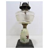 Early Antique Oil Lamp w/Thick Solid Hand Painted Glass