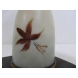 Early Antique Oil Lamp w/Thick Solid Hand Painted Glass