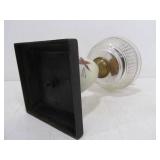 Early Antique Oil Lamp w/Thick Solid Hand Painted Glass