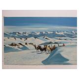 2 Vintage Signed Bolivian Oil on Canvas Paintings Featuring Alpacas