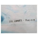 2 Vintage Signed Bolivian Oil on Canvas Paintings Featuring Alpacas