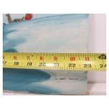 2 Vintage Signed Bolivian Oil on Canvas Paintings Featuring Alpacas