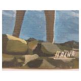 2 Vintage Signed Bolivian Oil on Canvas Paintings Featuring Alpacas