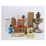 Group of Vintage Oil Lamps & Accessories
