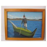 Lot of 4 Vintage Bolivian Oil on Canvas Paintings