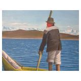 Lot of 4 Vintage Bolivian Oil on Canvas Paintings