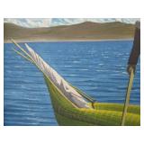 Lot of 4 Vintage Bolivian Oil on Canvas Paintings