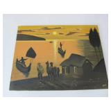 Lot of 4 Vintage Bolivian Oil on Canvas Paintings