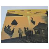 Lot of 4 Vintage Bolivian Oil on Canvas Paintings