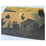 Lot of 4 Vintage Bolivian Oil on Canvas Paintings