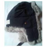 Cloth bomber hat with Rabbit Fur