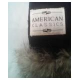 Cloth bomber hat with Rabbit Fur