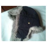Cloth bomber hat with Rabbit Fur