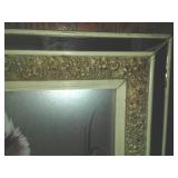 Exotic Bird art & ornate frame,  Vintage.