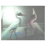 Exotic Bird art & ornate frame,  Vintage.