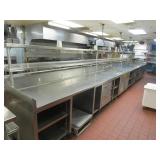Prep Table w/Full Length Top Warmer, (2) Refrigerated Sections, (3) Warmer Drawers, Sink & Micros Integrated Serving System
