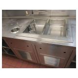 Prep Table w/Full Length Top Warmer, (2) Refrigerated Sections, (3) Warmer Drawers, Sink & Micros Integrated Serving System